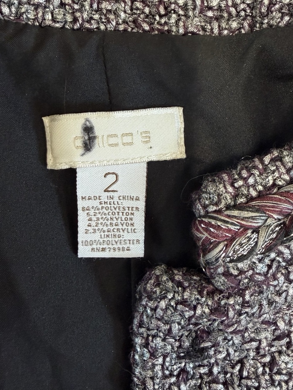 Jones New York Metallic Tweed Blazer Size 2 - Picture 3 of 8